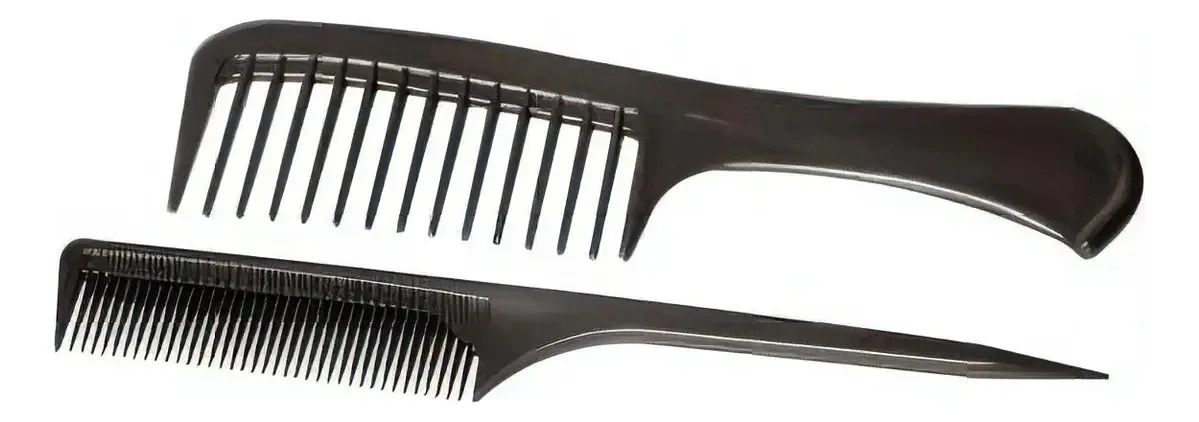 Kit Pentes Profissional Afro Para Cabelos 2 Peças Cor Preto