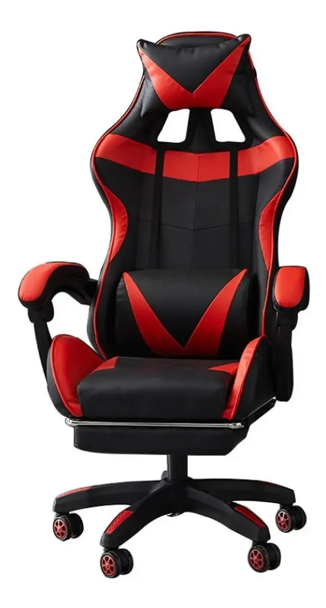 Cadeira Gamer Vermelha Escritório Presidente Couro Sintético