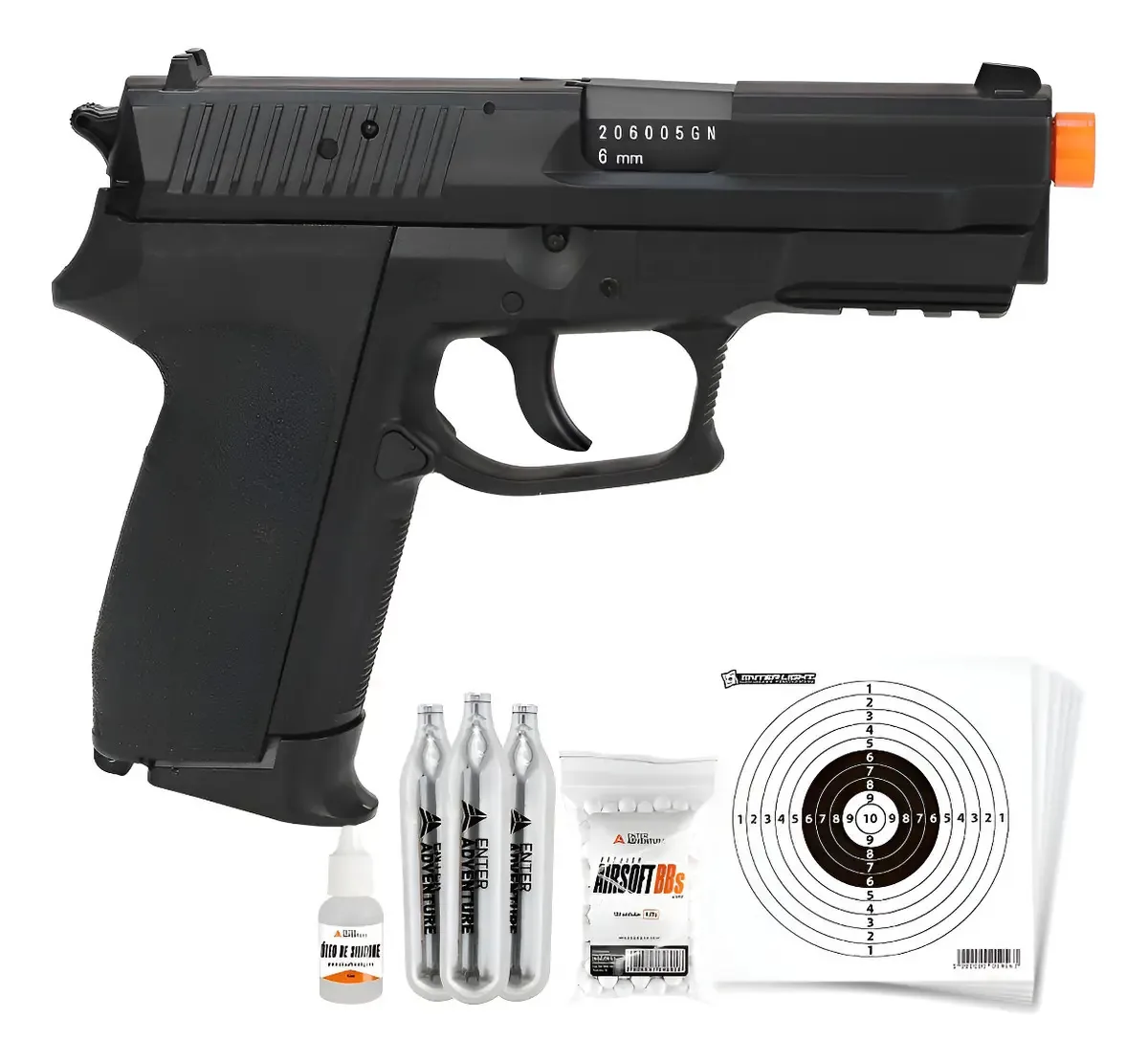 Arma Airsoft Sig Sp2022 Co2 Pressão Kwc Com Bb + Alvo + Co2 Preto
