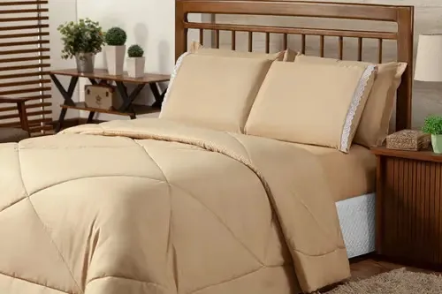 Kit Roupa De Cama Edredom + Jogo De Cama Casal Queen 6peças Cor Avel
