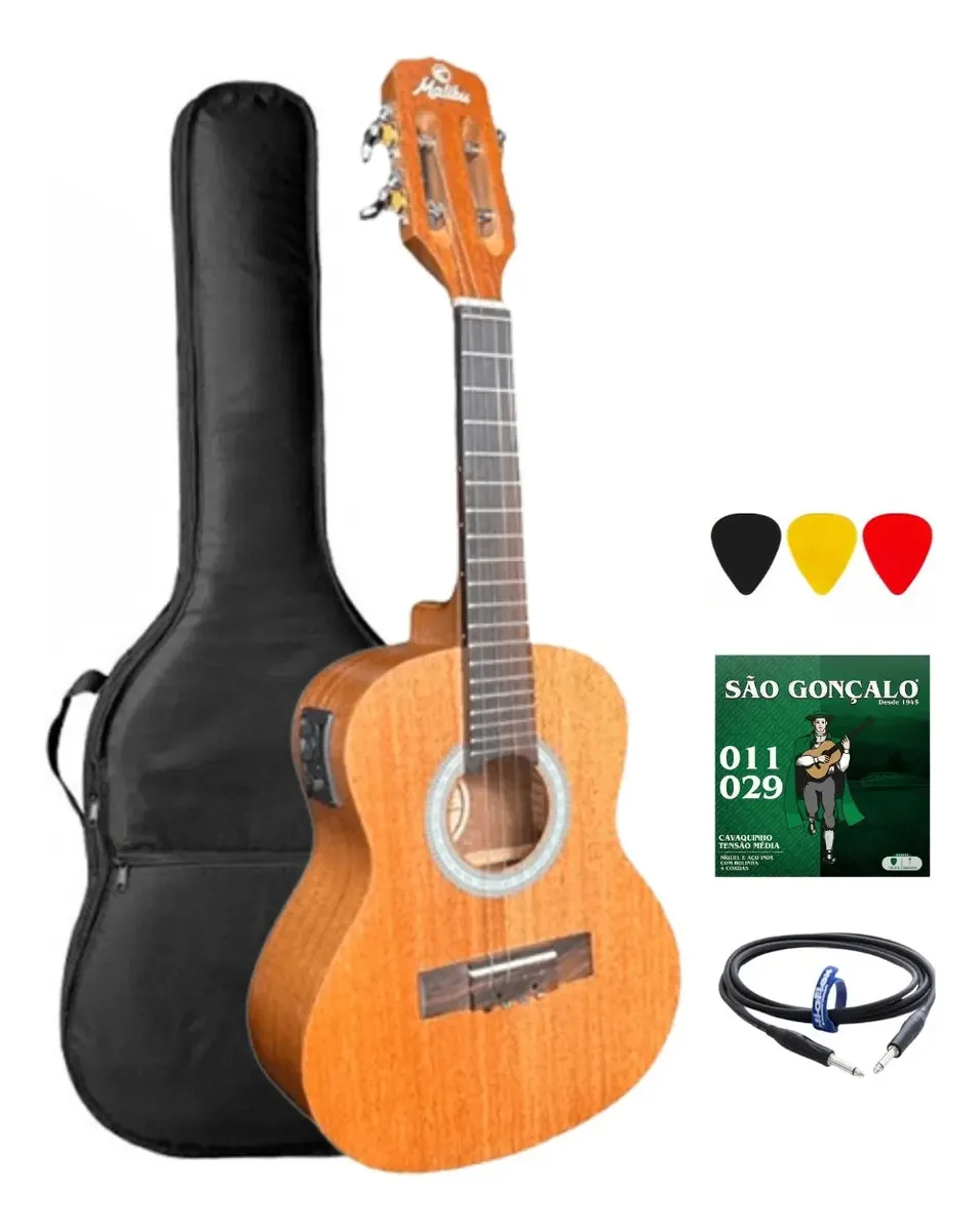 Cavaco Malibu Mahogany Mc10mm E Elétrico Kit Completo Cor Marrom-claro