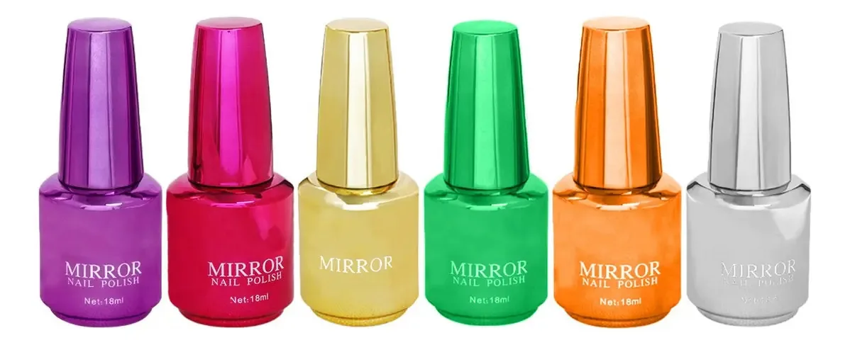 Kit 06 Esmaltes Cromados Efeitos Metálico Verniz Espelhados Cor Sortidos