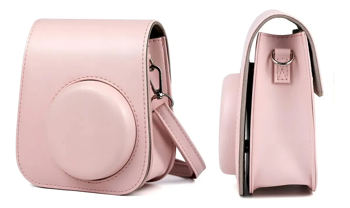 Bolsa Case Capa Com Alça Para Câmeras Instax Mini 12/11 Cor Rosa