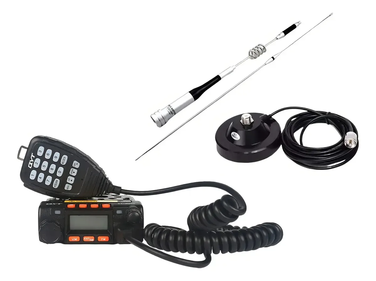 Rádio Amador QYT 8900 Mini UHF VHF 200 Canais com Antena Base Magnética