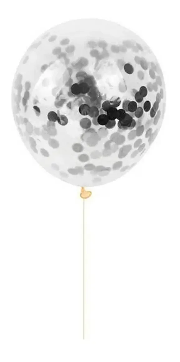 Balão Bexiga Cristal C/ Confete 6 Unidades Cores Cor Prata