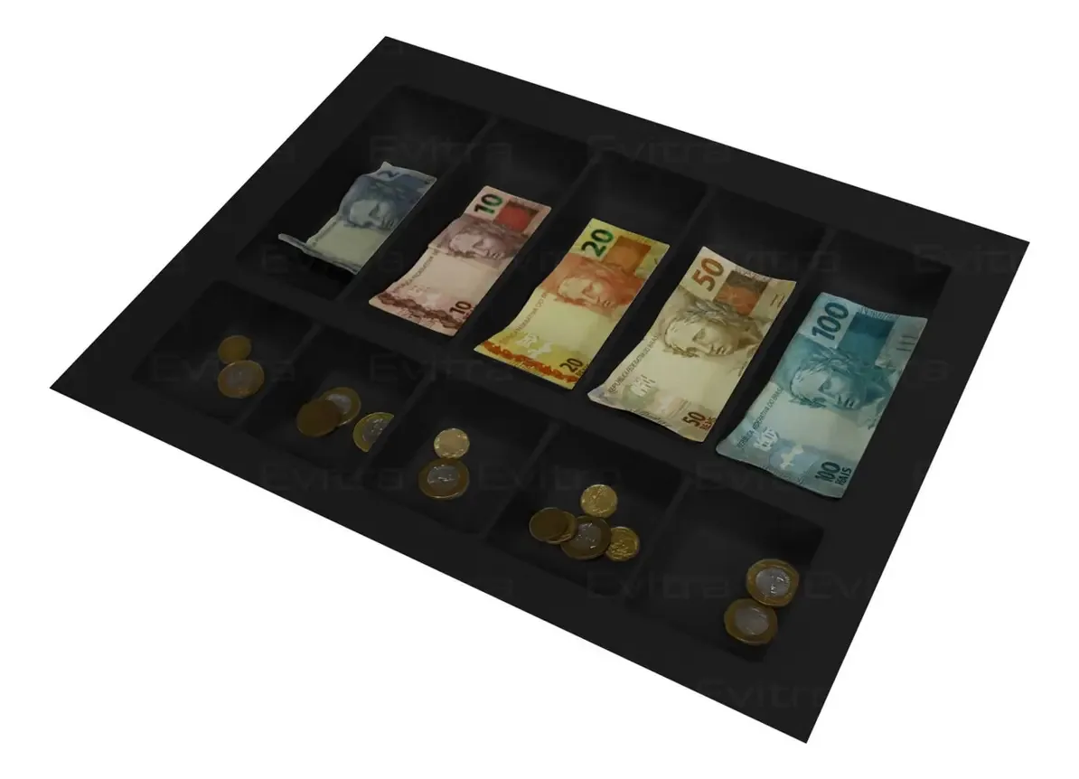 Gaveta Checkout 10 Divisorias Em Pp Porta Cedulas Cor Preto