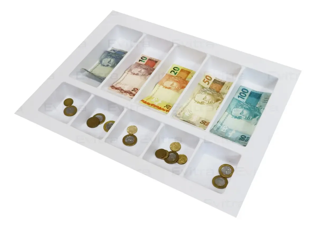 Gaveta Checkout 10 Divisorias Em Pp Porta Cedulas Cor Branco