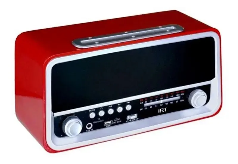 Rádio Bluetooth portátil retrô Irt Usb Am Fm Red Fx