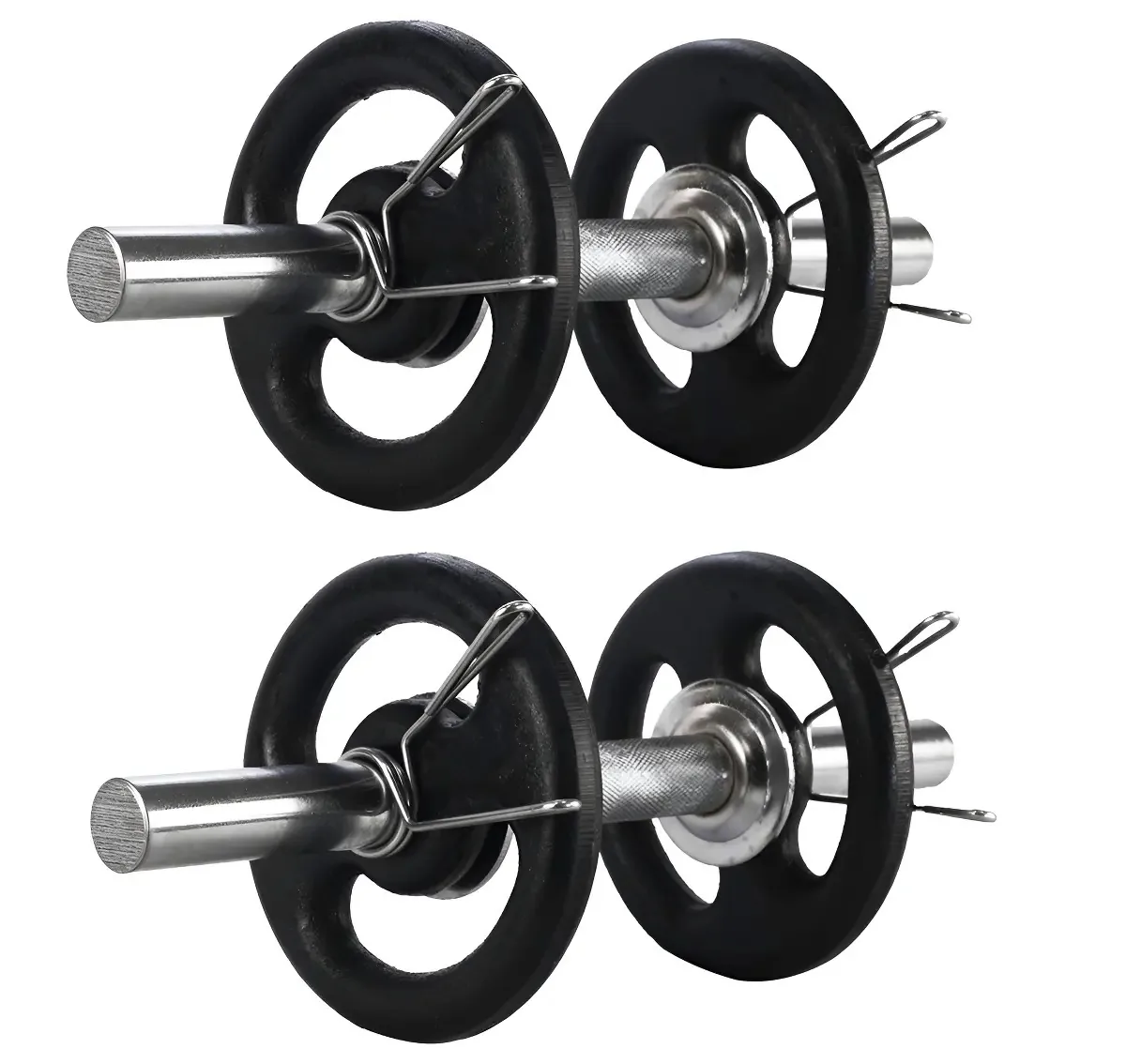 2 Halteres Barra 40cm + 12kg Anilhas Pintada 4x3kg Funcional Cor Preto