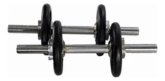 Kit 16kg 2 Halteres Rosca + Anilhas 4x3kg Peso De Musculação Cor Preto
