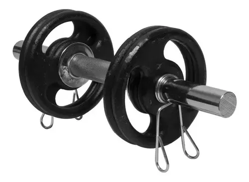 2 Halteres 40cm + 24kg De Anilhas - Kit Musculação Em Casa Cor Preto