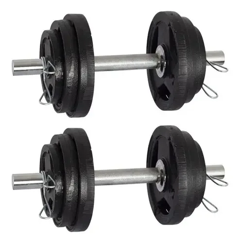 2 Halteres 40cm+24kg De Anilhas Sport 31mm 4x1kg 4x2kg 4x3kg Cor Preto-cromado
