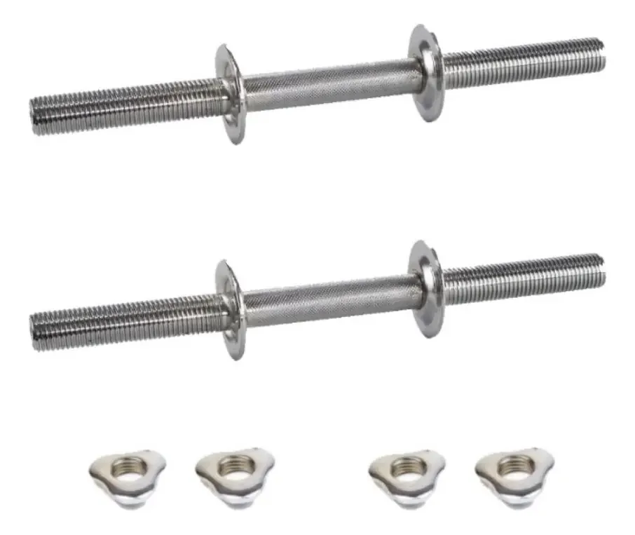 2 Halteres Rosca 40cm+4 Anilhas Sport De 5kg Kit Musculação Cor Cromado-Preto