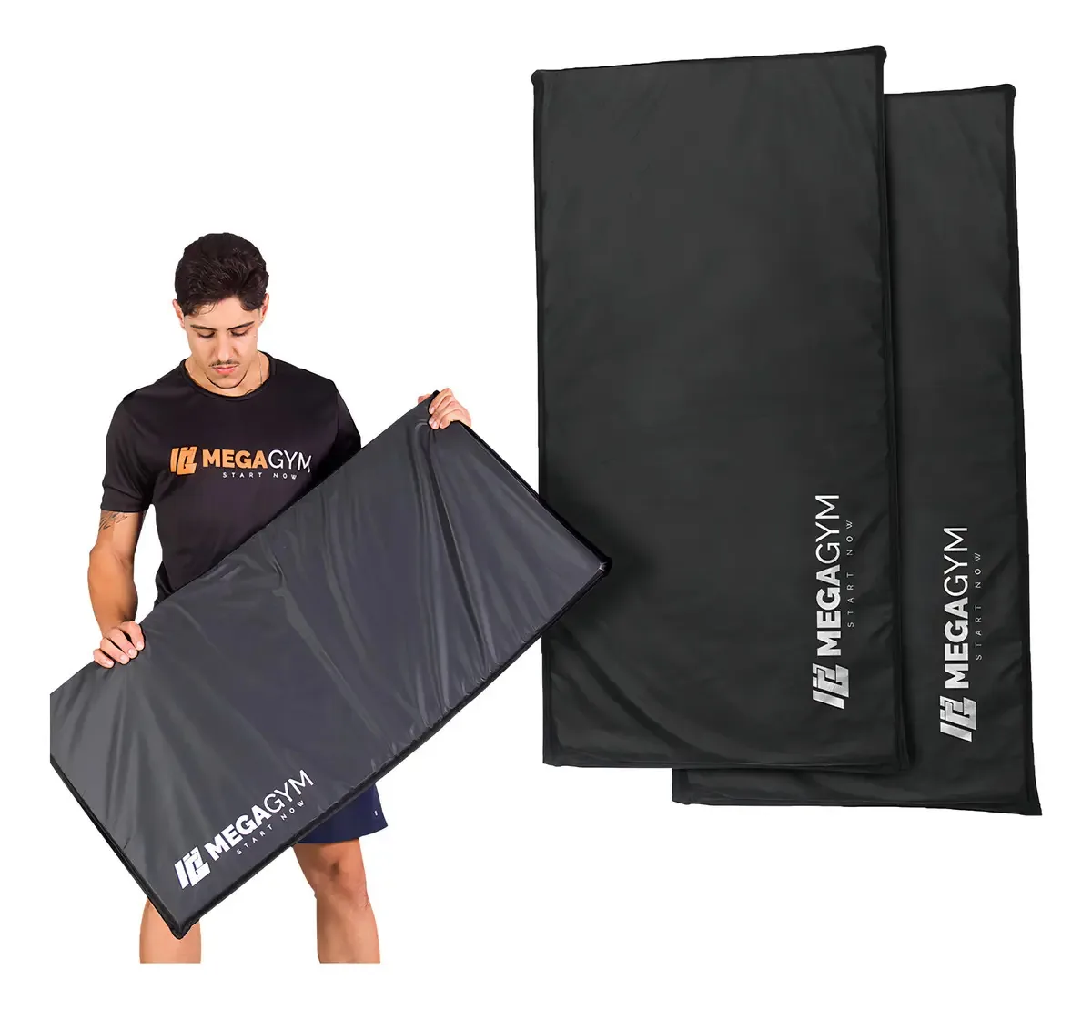 Kit 2 Colchonete Academia 100cm x 50cm x 3cm Tapete Para Treino Pilates e Funcional Cor Preto MegaGym Equipamentos
