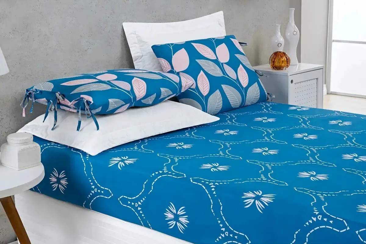 Roupa Cama Casal Estampado Para Cama Box 200 Fios Toque Seda