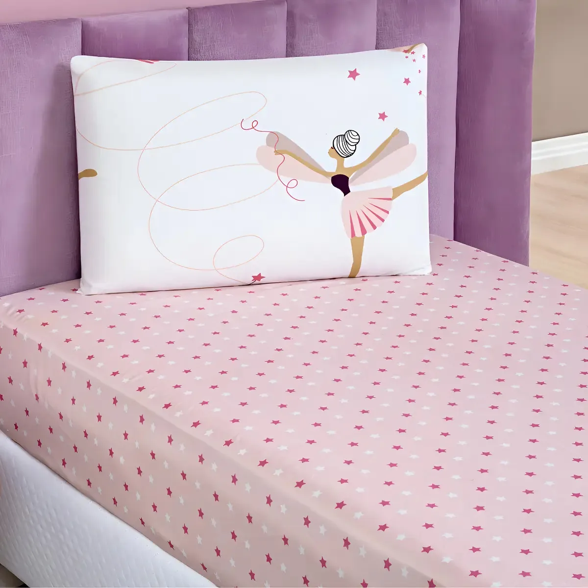 Roupa De Cama Infantil Menino 2 Pçs Bouti Lençol C/ Elastico Cor Ballet