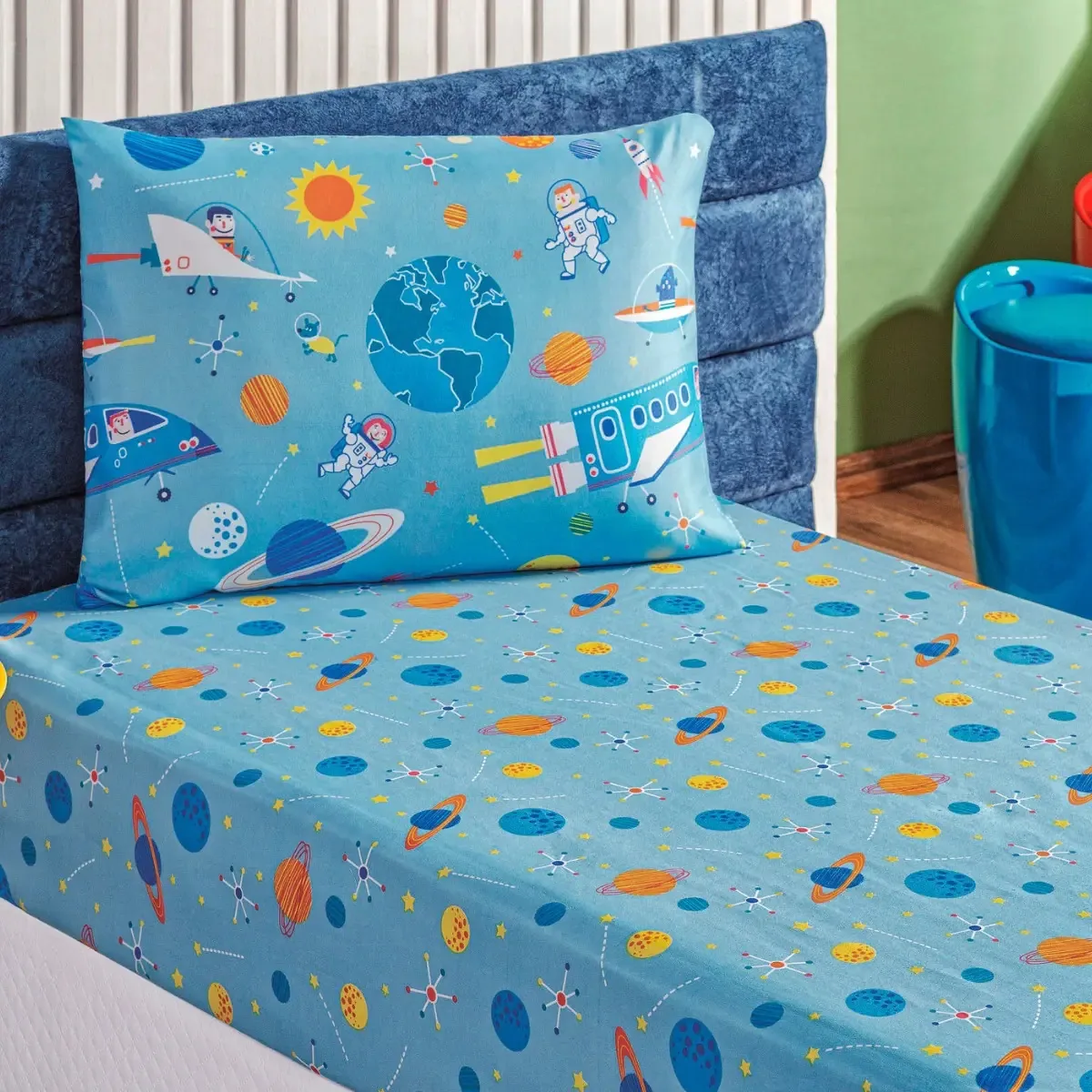 Jogo Cama Solteiro Infantil Astronauta Micropercal De Luca Enxovais