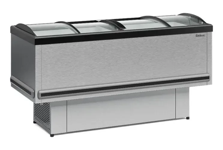 Ilha Para Congelados Industrial 4 Tampas Curvas 520 Litros Cor Inox