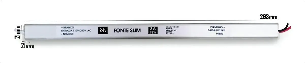 Kit com 3 Fontes Slim Mini FGB Mais de 24V 3A para LED e Letra Caixa
