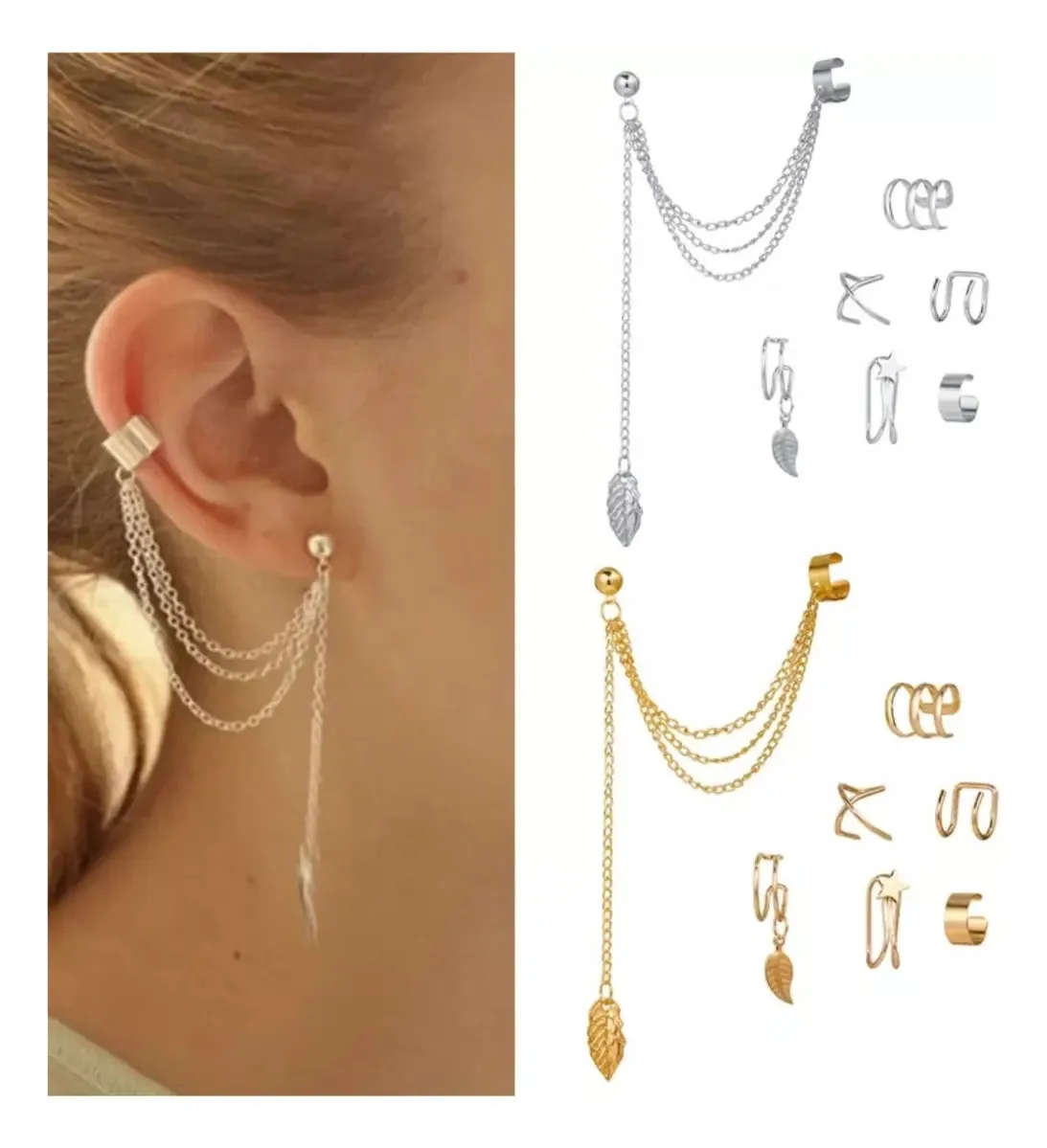 7 Und Kit Piercing Falso Aço Cirúrgico Imediato Cor Silver