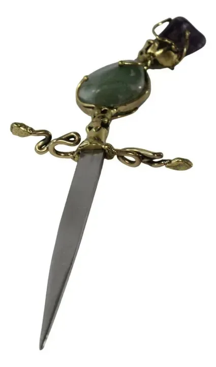 Punhal Faca Enfeite E Adaga Para Umbanda 24cm Cor Do Cabo Amarelo