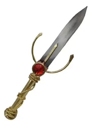 Punhal De Alumínio Artesanal Garfo Feito A Mão 19cm Cor Do Cabo Vermelho