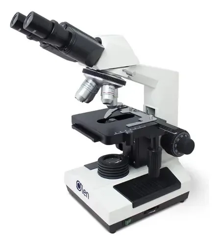 Microscópio Binocular Acromático LED Olen 1600x Azul Profissional