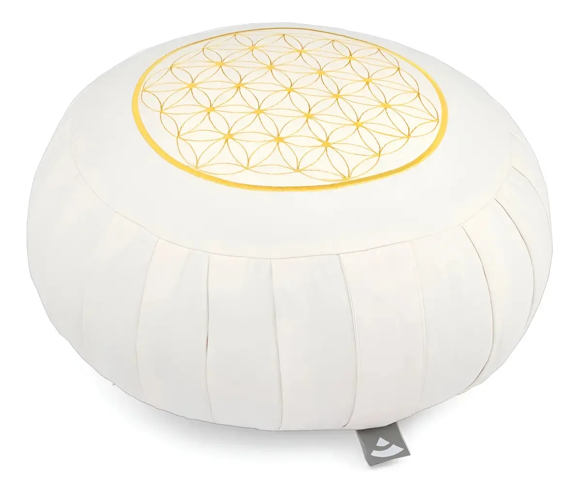Zafu Almofada Puf Meditação Estampa Flor Da Vida De Kapok Cor Bege
