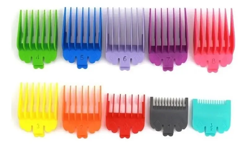 10 Pentes Guia + 2 Pentes Disfarce compativel com Wahl Kemei Cor Colorido