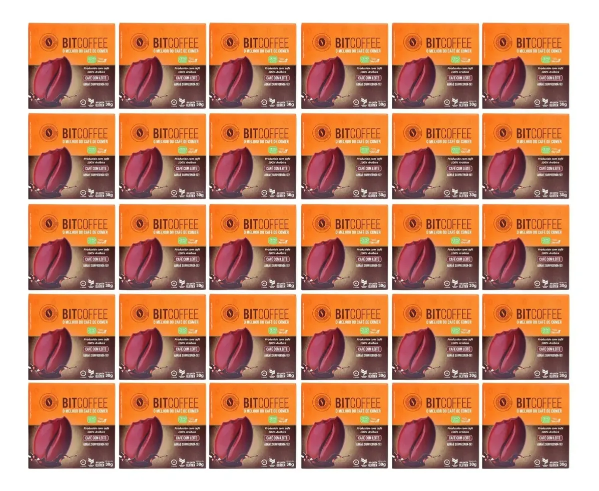 Kit 30 Confeitos De Café Bitcoffee Zero Sabor Café Leite 30g