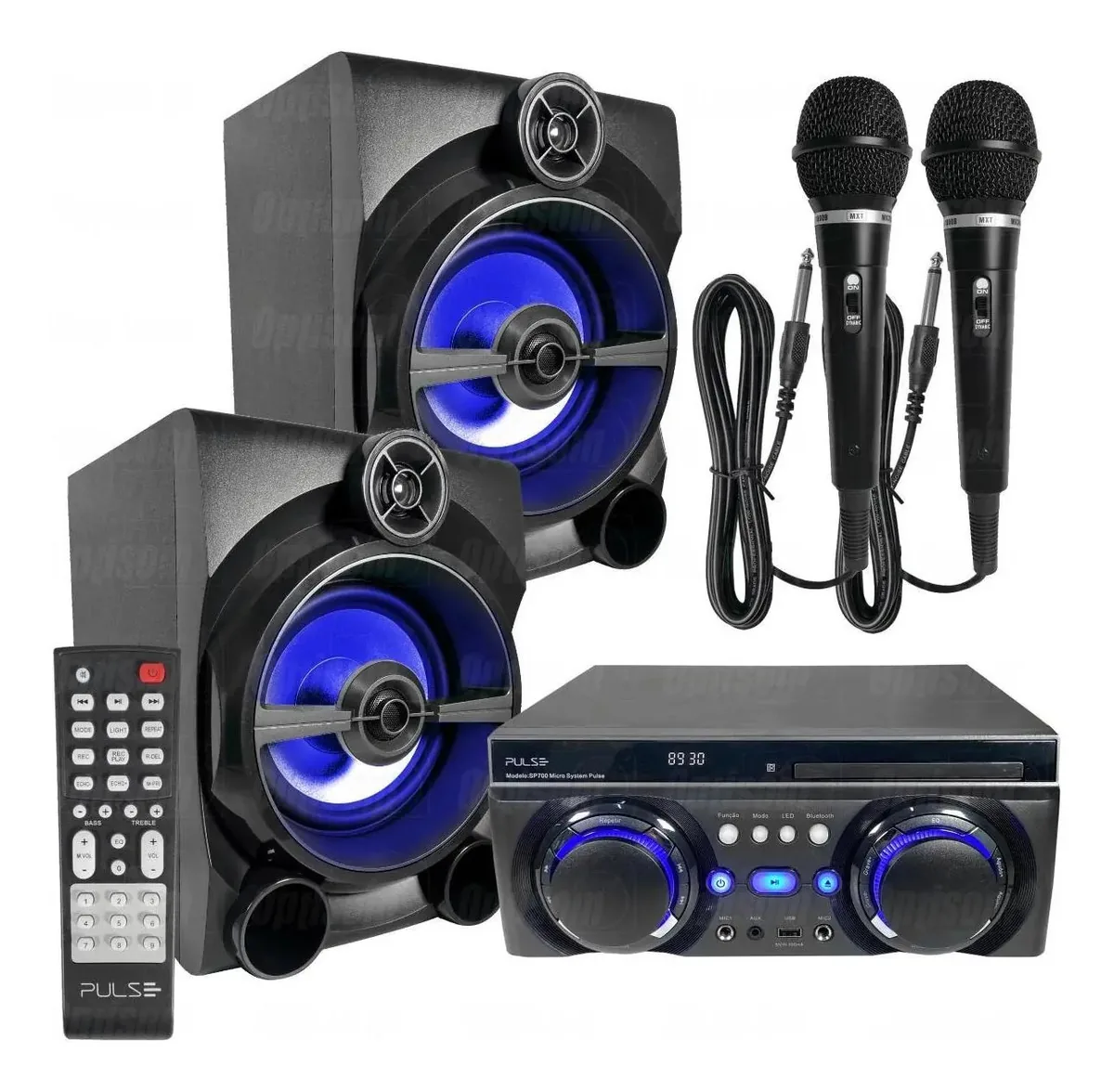 Mini System Bluetooth Karaoke Pulse 2350w Rms + 2 Microfones Cor Preto Potência RMS 2350 W