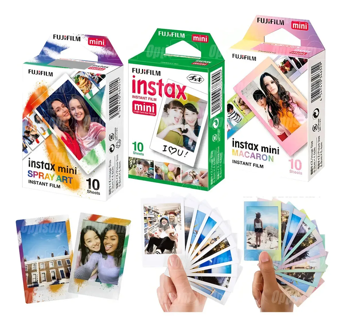 Combo 10 Fotos Instax Mini + 10 Spray Art + 10 Macaron