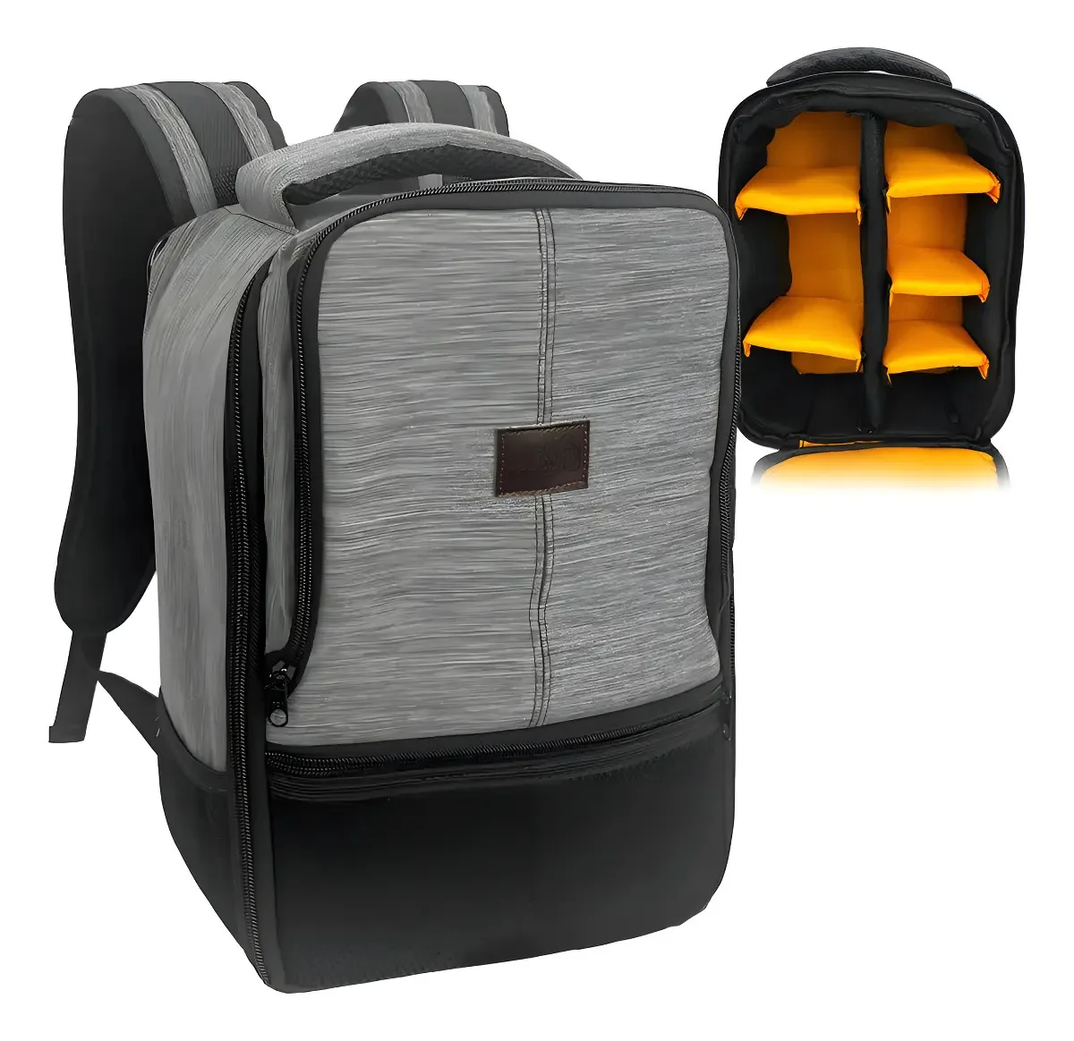 Mochila Fotográfica Para Câmeras Lentes E Notebook - Optisom Cor Cinza Claro
