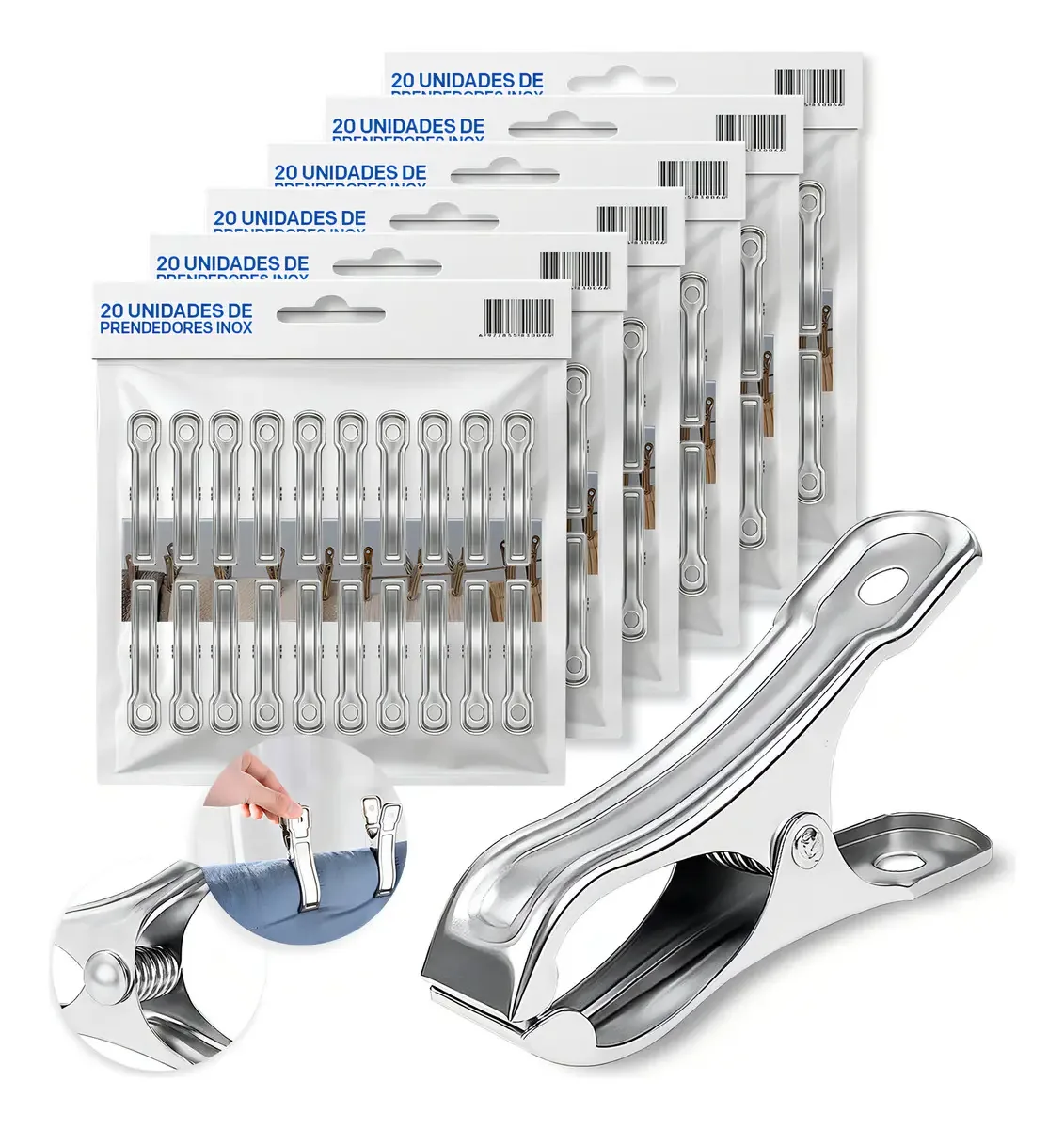 KIT 120 Prendedores Inox Resistentes Multifuncionais Com Qualidade Para Casa Roupas Cozinha e Organização DELTALIGHT