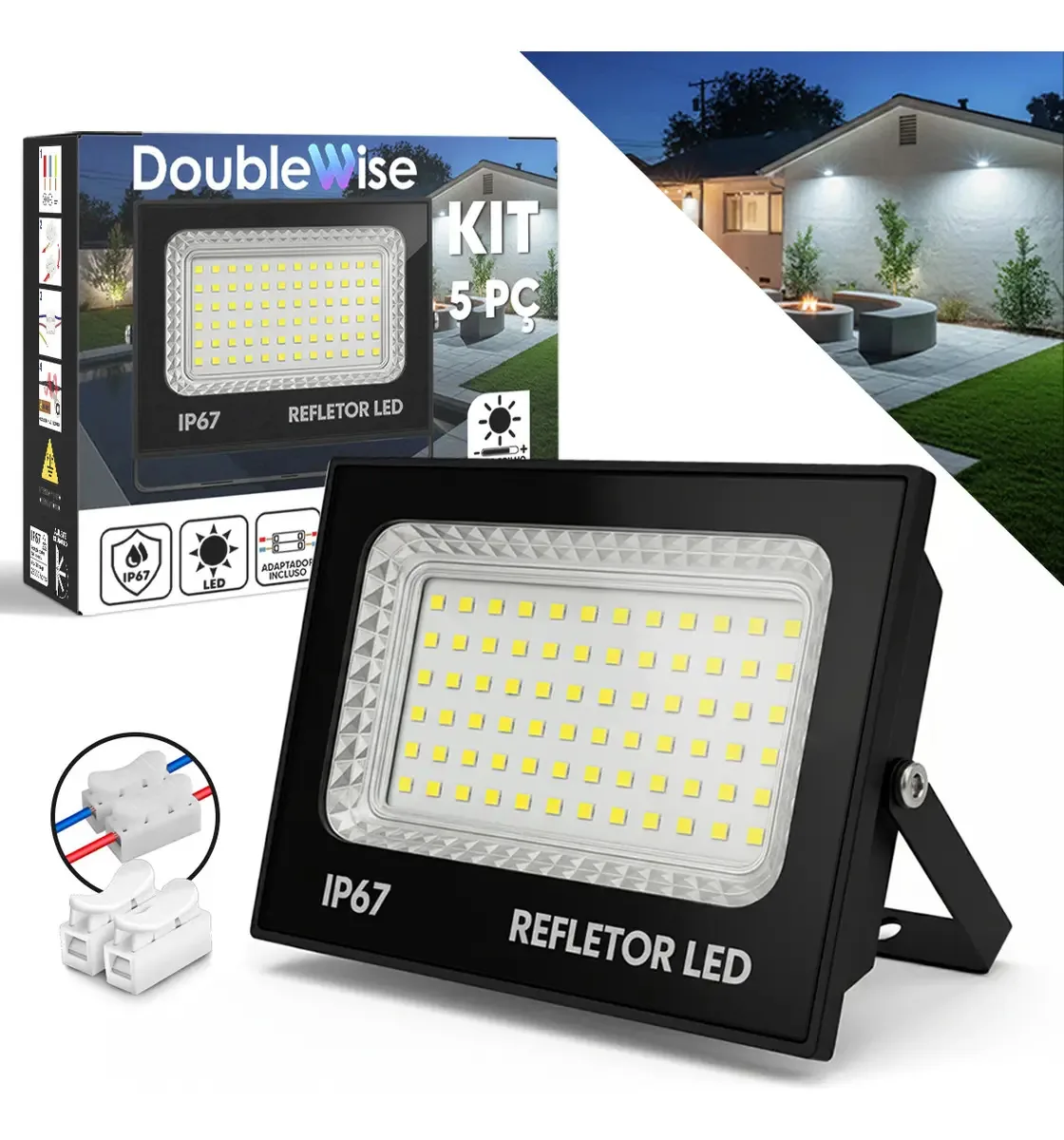 Refletores LED 150W Double Wise Kit 5 Unidades Branco Frio IP67