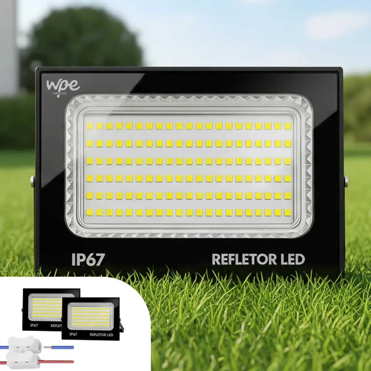 Kit 2 Holofotes Super Led Refletor 400w Ip67 Branco Frio 6500k Iluminação Externa Residencial Comercial E Industrial