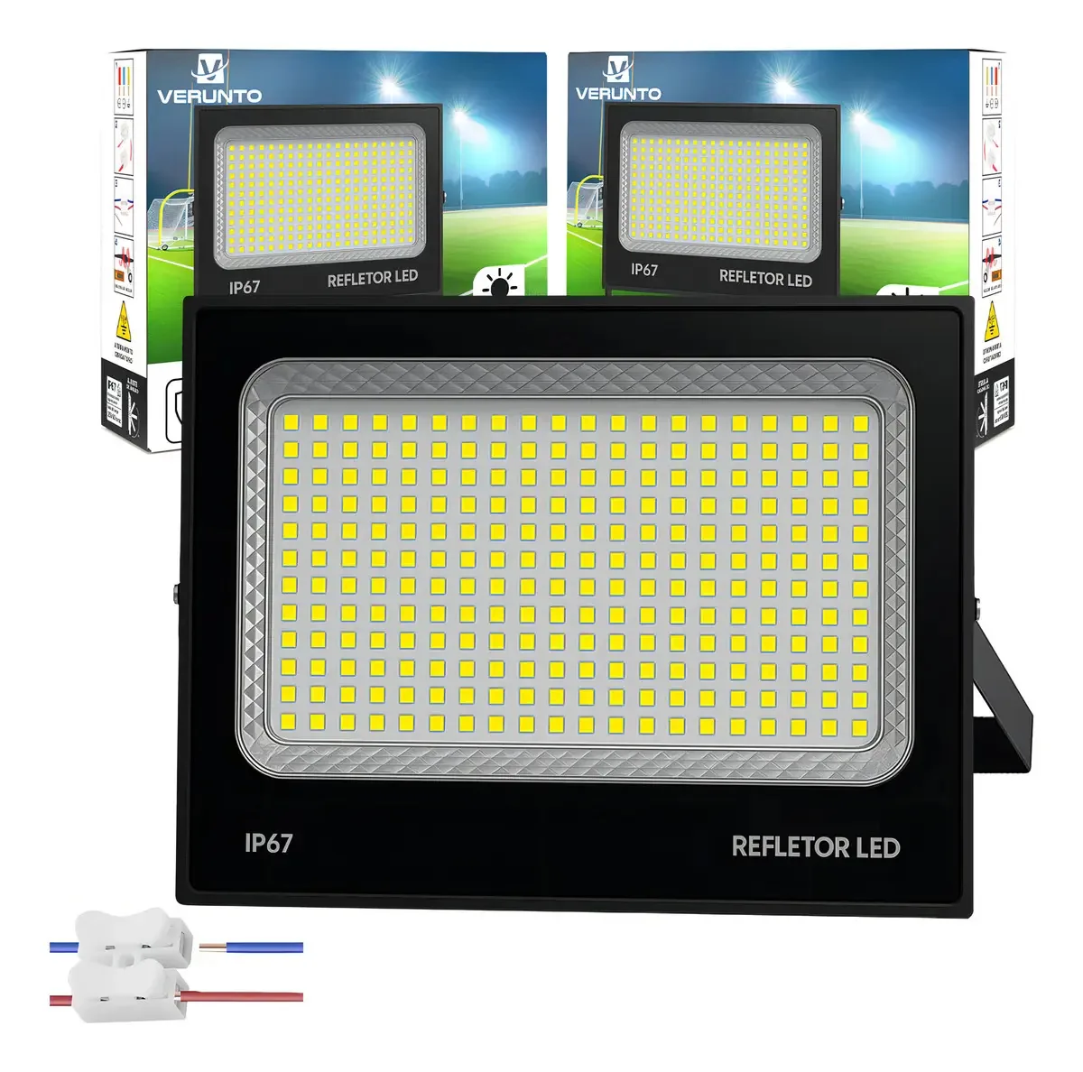 Kit 2 Refletores LED 500W VERUNTO Branco Frio IP67 Alumínio