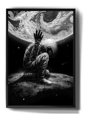 Quadro decorativo Tribos Mosaico quadro decorativo astronauta espaço desenho arte de 60cm x 40cm de 3u - outro