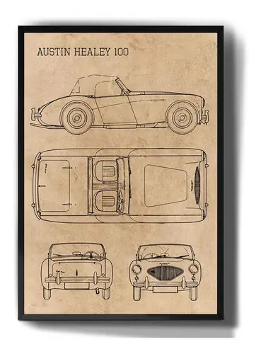 Quadro decorativo Tribos Quadro quadro decorativo austin healey 100 carro desenho de 41cm x 21cm - vibrante
