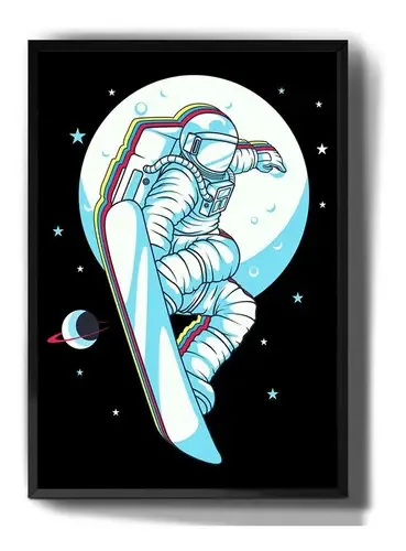 Quadro decorativo Tribos Quadro quadro decorativo astronauta snowboarding swag espaço de 41cm x 21cm - outro