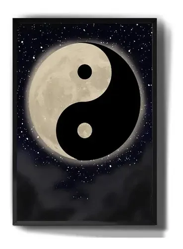 Quadro decorativo Tribos Quadro quadro decorativo simbolo kung fu yin yang lua arte de 41cm x 21cm - outro