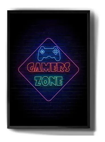 Quadro decorativo Tribos Quadro quadro decorativo gamers zone neon placa luminosa de 41cm x 21cm - outro