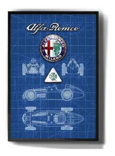 Quadro decorativo Tribos Quadro quadro decorativo alfa romeo carro desenho planta de 41cm x 21cm - outro
