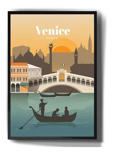 Quadro decorativo Tribos Quadro quadro decorativo veneza italia cidades famosas arte de 41cm x 21cm - outro