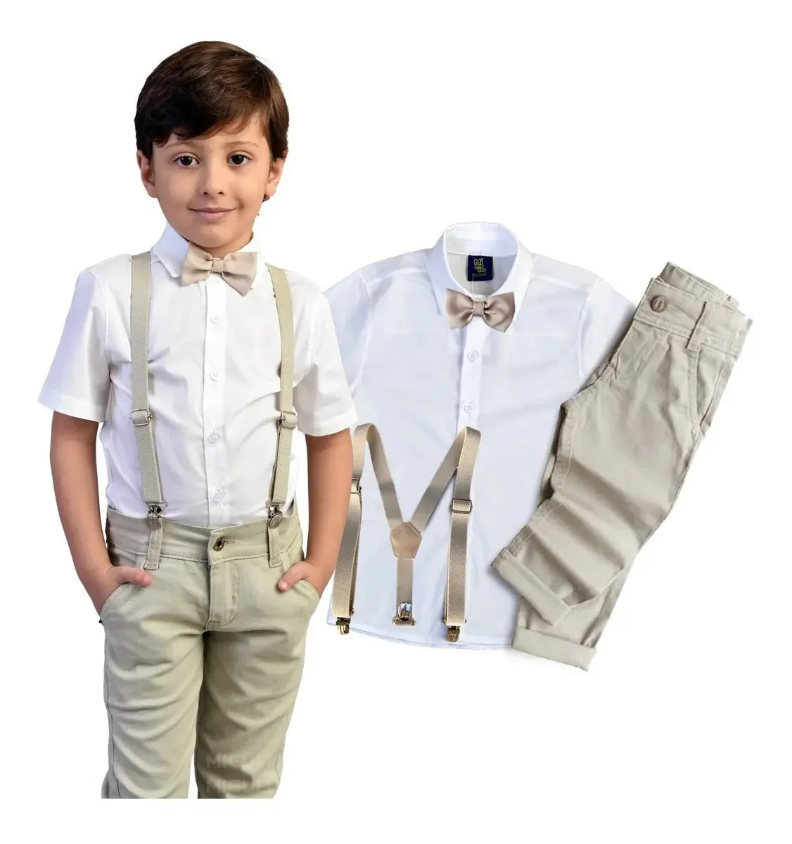 Roupas De Bebe Menino Batismo - Casamento - Festa Cor Bege Tamanho Tam.p - Bebe De 0 A 3 Meses