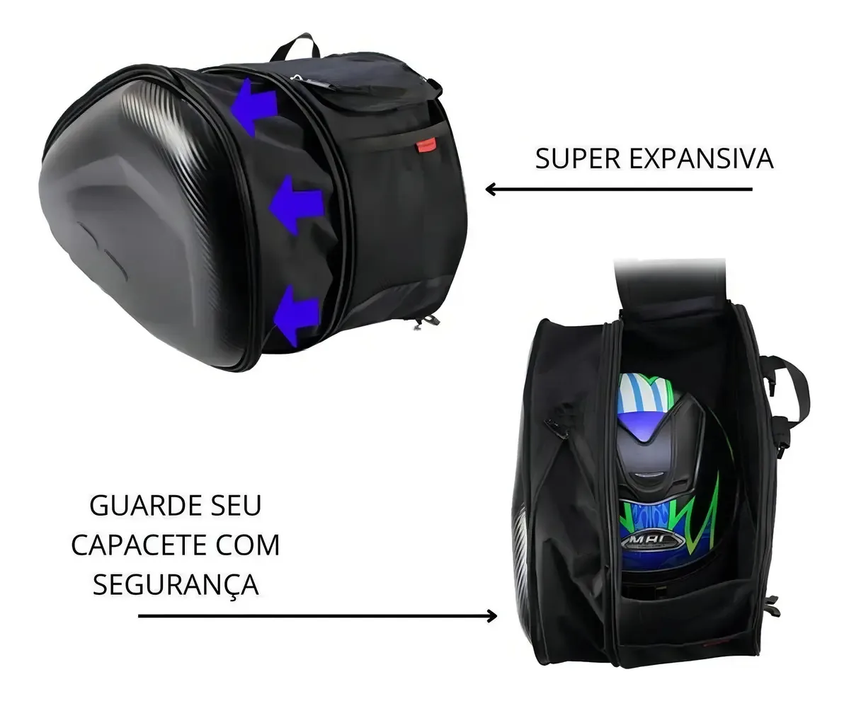 Alforje Baslu 58L Bauleto Lateral Preto Compatível Todas Motos