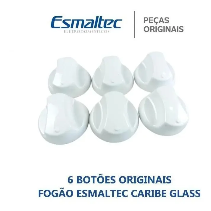 Kit 6 Botões Para Fogão Esmaltec Caribe Glass 5 Bocas