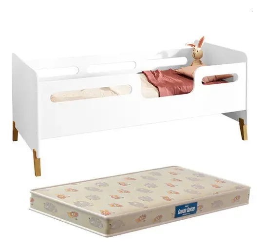 Berço Cama Infantil Cecilia Com Grade Proteção E Colchão Cor Branco
