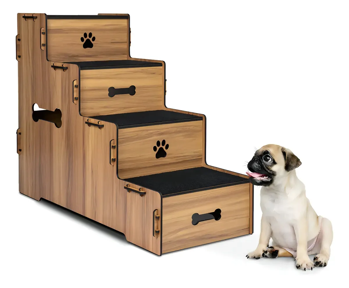 Escada para Cães e Gatos de 60 cm de Altura Amadeirado Antiderrapante