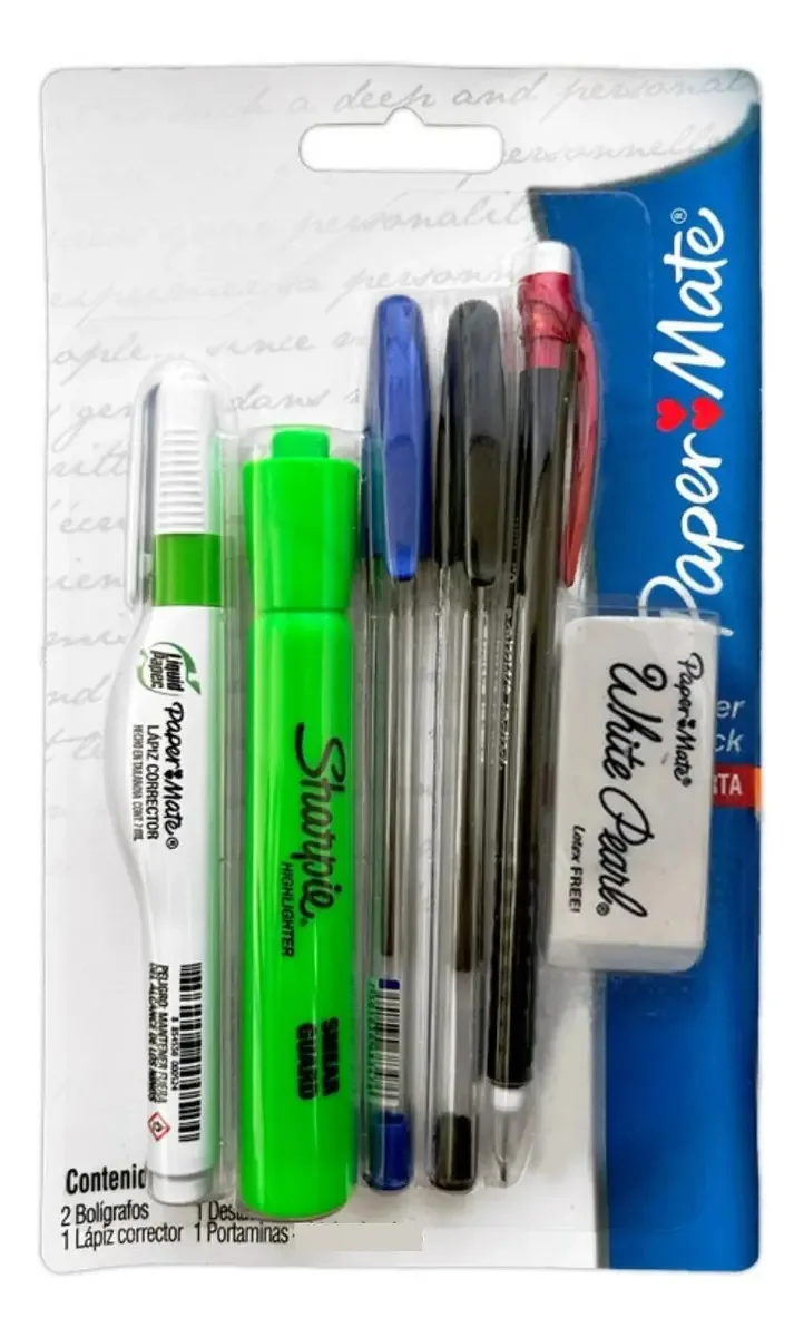 Pacote universitário básico: canetas de lápis marca-texto e tinta externa